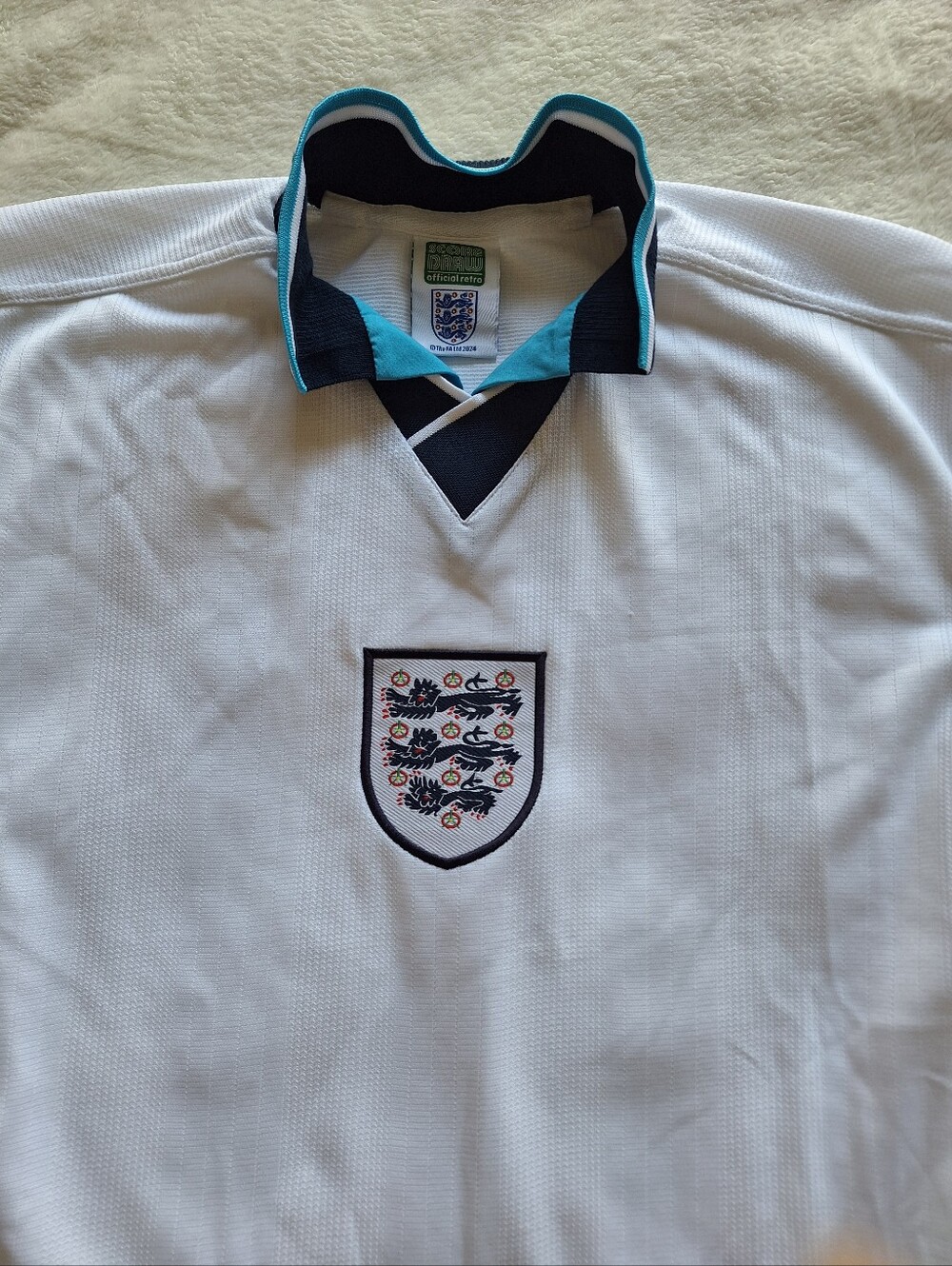 Score Draw England Euro 1996 Home Jersey 2024 Official Retro Release Men's S - Picture 7 of 10